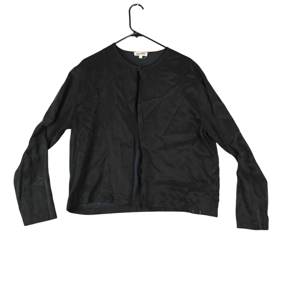 Djerf Avenue Top Women Size L Open Front Cardigan Black Cupro Long Sleeves